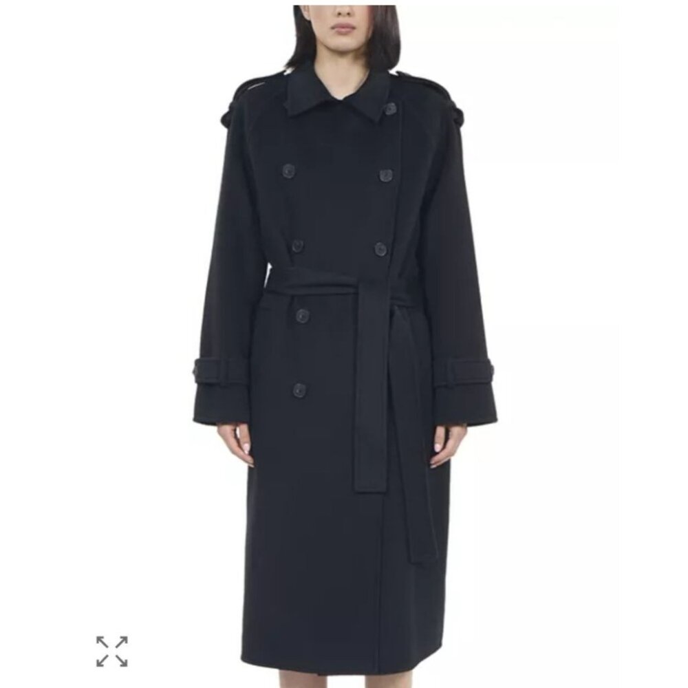 The Kooples Double Breasted Belted Coat,  Size FR 2 (M)